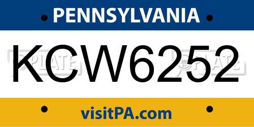 KCW6252 Pennsylvania License Plate