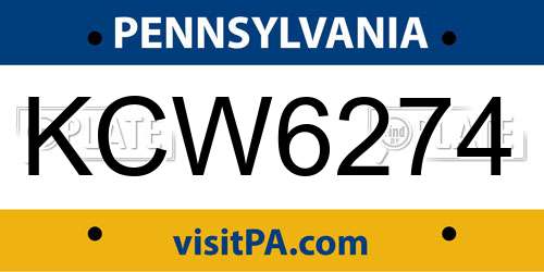 KCW6274 Pennsylvania License Plate