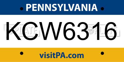 KCW6316 Pennsylvania License Plate