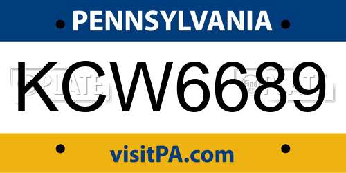KCW6689 Pennsylvania License Plate