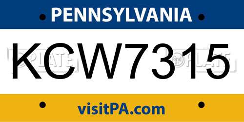 KCW7315 Pennsylvania License Plate