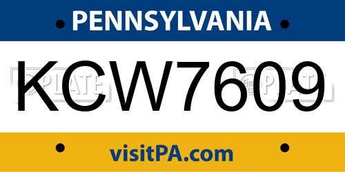 KCW7609 Pennsylvania License Plate