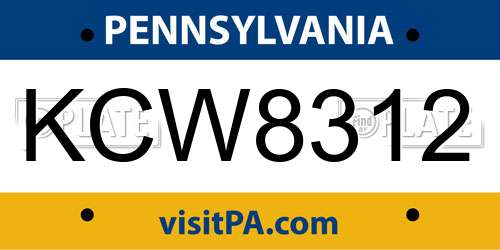 KCW8312 Pennsylvania License Plate
