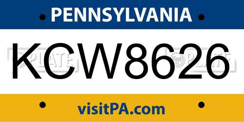 KCW8626 Pennsylvania License Plate