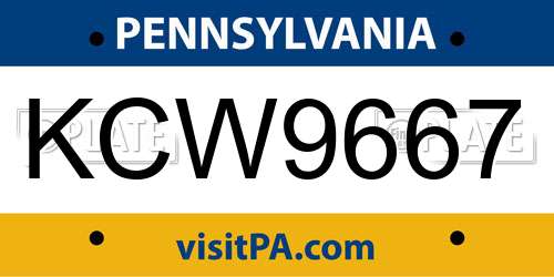 KCW9667 Pennsylvania License Plate