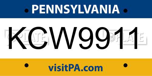 KCW9911 Pennsylvania License Plate