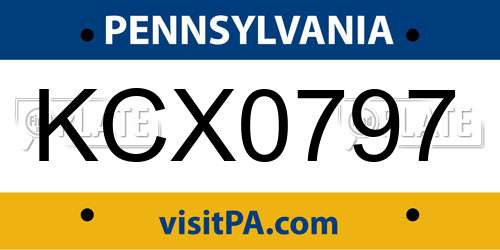 KCX0797 Pennsylvania License Plate