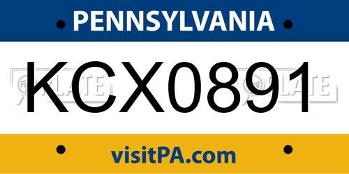 KCX0891 Pennsylvania License Plate