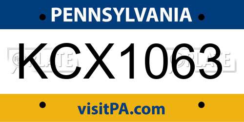 KCX1063 Pennsylvania License Plate