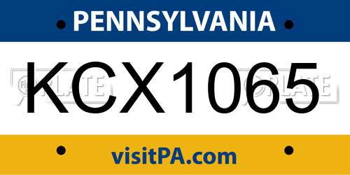 KCX1065 Pennsylvania License Plate