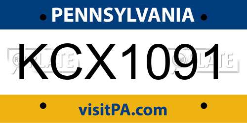 KCX1091 Pennsylvania License Plate