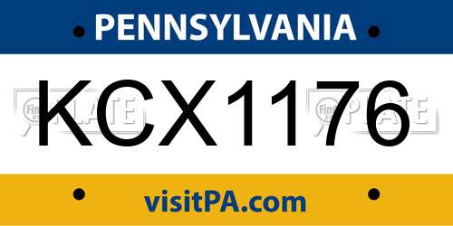 KCX1176 Pennsylvania License Plate