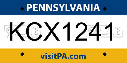 KCX1241 Pennsylvania License Plate
