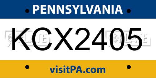 KCX2405 Pennsylvania License Plate