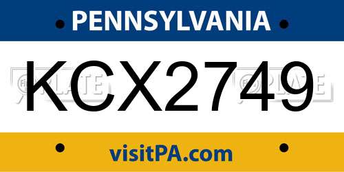 KCX2749 Pennsylvania License Plate