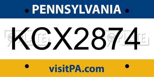 KCX2874 Pennsylvania License Plate
