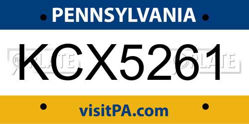 KCX5261 Pennsylvania License Plate