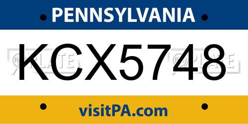 KCX5748 Pennsylvania License Plate