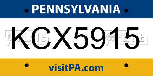 KCX5915 Pennsylvania License Plate