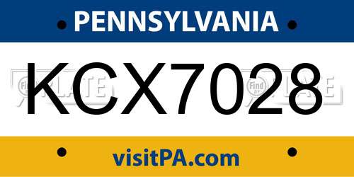 KCX7028 Pennsylvania License Plate