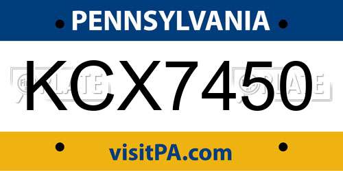 KCX7450 Pennsylvania License Plate