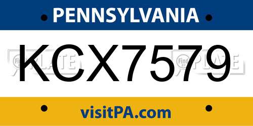 KCX7579 Pennsylvania License Plate
