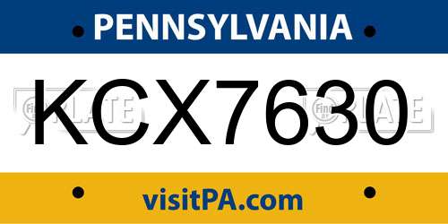 KCX7630 Pennsylvania License Plate