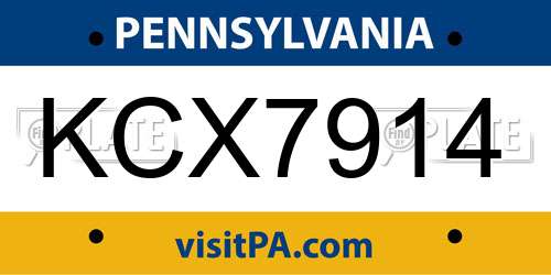 KCX7914 Pennsylvania License Plate