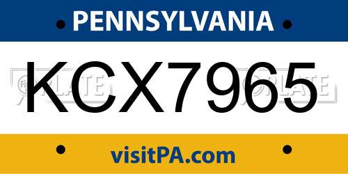 KCX7965 Pennsylvania License Plate