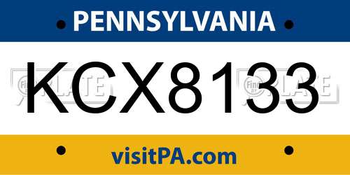 KCX8133 Pennsylvania License Plate