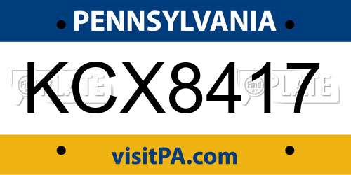 KCX8417 Pennsylvania License Plate