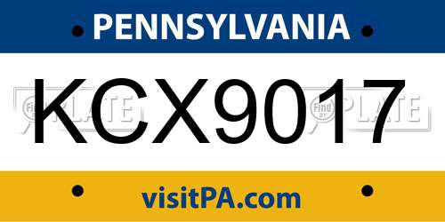 KCX9017 Pennsylvania License Plate