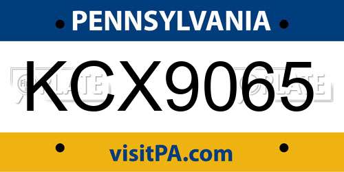 KCX9065 Pennsylvania License Plate