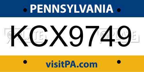 KCX9749 Pennsylvania License Plate