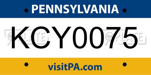 KCY0075 Pennsylvania License Plate