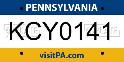 KCY0141 Pennsylvania License Plate