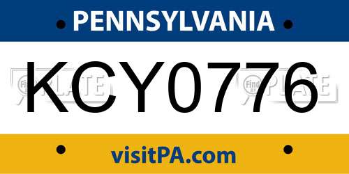 KCY0776 Pennsylvania License Plate