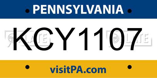 KCY1107 Pennsylvania License Plate