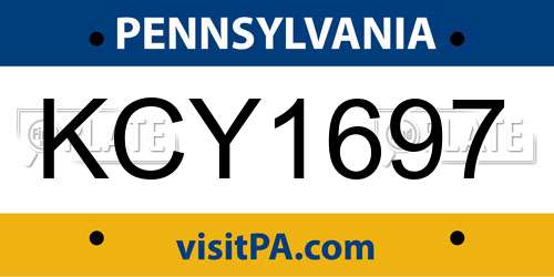 KCY1697 Pennsylvania License Plate