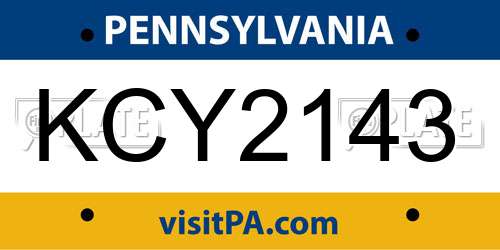KCY2143 Pennsylvania License Plate