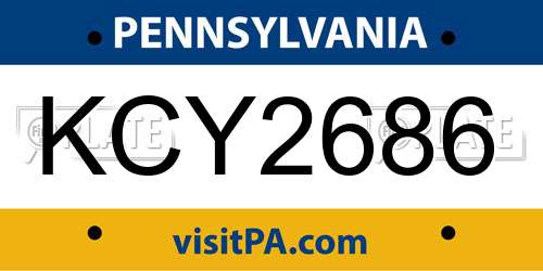 KCY2686 Pennsylvania License Plate