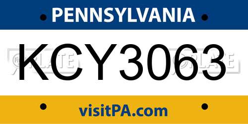 KCY3063 Pennsylvania License Plate