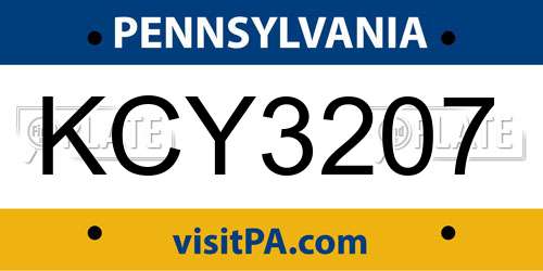 KCY3207 Pennsylvania License Plate