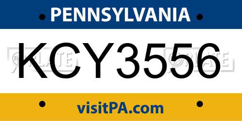KCY3556 Pennsylvania License Plate