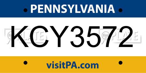 KCY3572 Pennsylvania License Plate