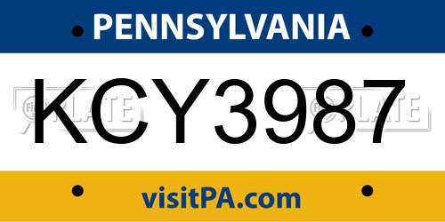 KCY3987 Pennsylvania License Plate