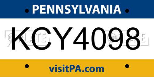 KCY4098 Pennsylvania License Plate