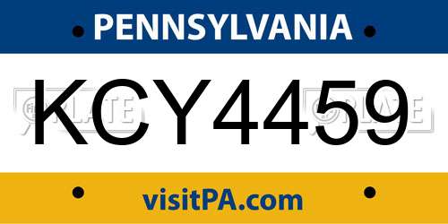 KCY4459 Pennsylvania License Plate