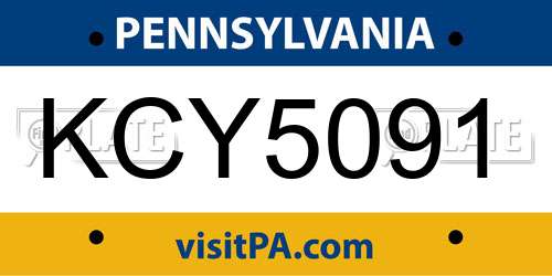KCY5091 Pennsylvania License Plate