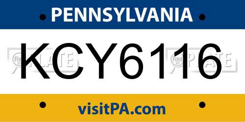 KCY6116 Pennsylvania License Plate